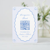 Carte D'accompagnement Coastal Chic Blue Honeymoon Fund Mariage QR Code (Debout devant)