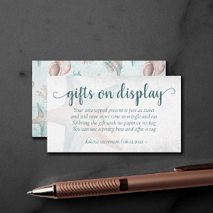 Carte D'accompagnement Coastal Chic   Écran Cadeau Turquoise Coral Starfi