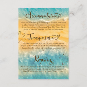 Carte D'accompagnement Coastal Chic Golden Sand Turquoise Détails Mariage