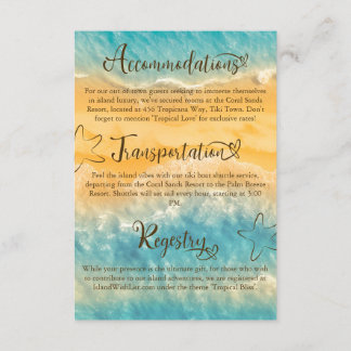 Carte D'accompagnement Coastal Chic Golden Sand Turquoise Détails Mariage