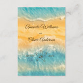 Carte D'accompagnement Coastal Chic Golden Sand Turquoise QR Code Mariage (Devant)