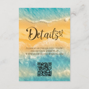 Carte D'accompagnement Coastal Chic Golden Sand Turquoise QR Code Mariage