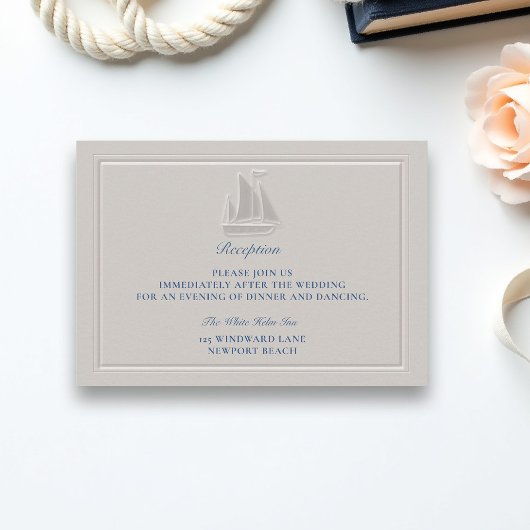 Carte D'accompagnement Coastal Nautical Boat Formal Wedding Reception