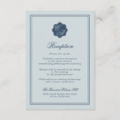 Carte D'accompagnement Coastal Wedding Dusty Blue Monogram Reception (Devant)