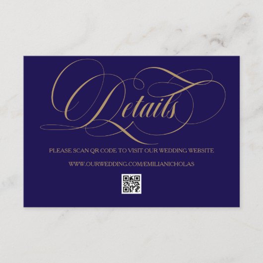 Carte D'accompagnement Cobalt Blue and Gold Simple Wedding (Devant)