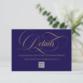 Carte D'accompagnement Cobalt Blue and Gold Simple Wedding (Debout devant)