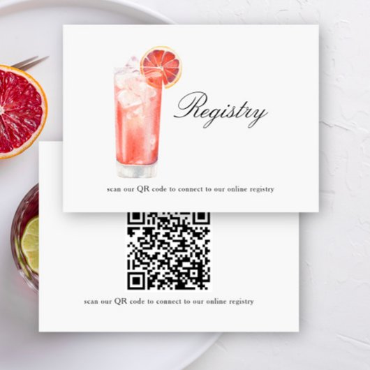 Carte D'accompagnement Cocktail Bridal shower QR code for registry 
