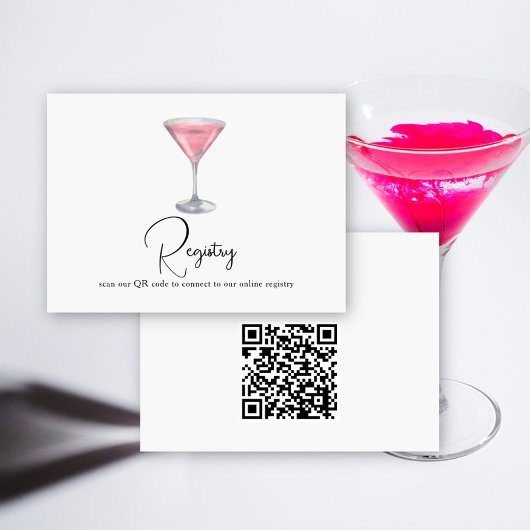 Carte D'accompagnement Cocktail QR Code Bridal Shower Registry 