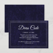 Carte D'accompagnement Code de robe de mariage élégant classique bleu mar (Devant / Derrière)