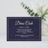 Carte D'accompagnement Code de robe de mariage élégant classique bleu mar (Debout devant)