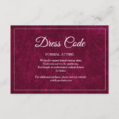 Carte D'accompagnement Code de robe de mariage élégant classique bordeaux (Devant)