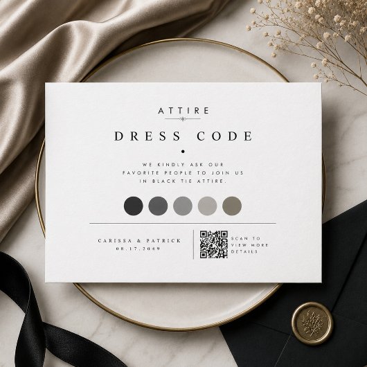 Carte D'accompagnement Code de robe de mariage QR élégant