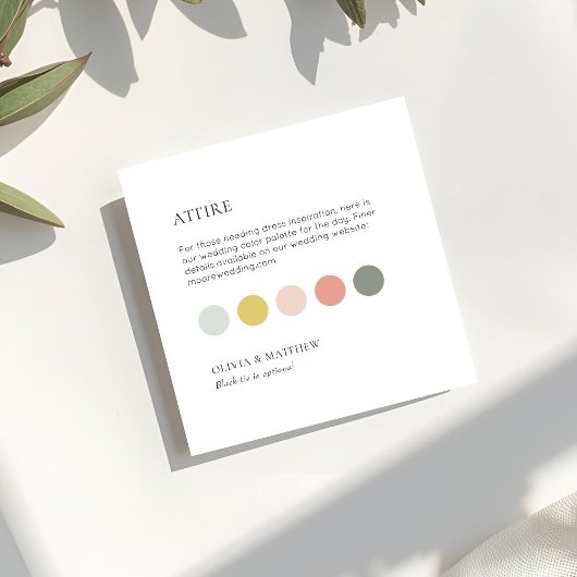 Carte D'accompagnement Code de tenue de mariage à points de couleur d'été