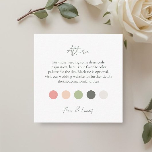 Carte D'accompagnement Code de tenue de mariage à points de couleur estiv