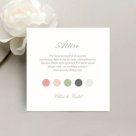 Carte D'accompagnement Code de tenue de mariage à points de couleur estiv