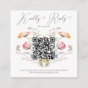 Carte D'accompagnement Code QR aquarelle de prairie fleurie de Budget
