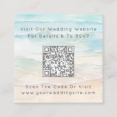 Carte D'accompagnement Code QR aquarelle Réponse mariage sur la plage (Devant)