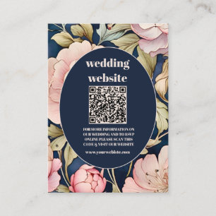 Carte D'accompagnement Code QR Aquarelle Rose Pivoine Art Nouveau Mariag