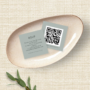 Carte D'accompagnement Code QR Argent Sage Vert Mariage RSVP Enclôture