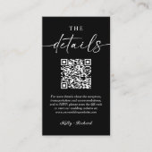 Carte D'accompagnement Code QR blanc noir classique Détails petit Mariage (Devant)