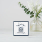 Carte D'accompagnement Code QR Bleu Marine Classique de Mariage Capturer  (Debout devant)