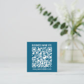 Carte D'accompagnement Code QR bleu océan modifiable (Debout devant)