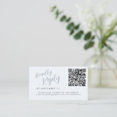 Carte D'accompagnement Code QR bleu poussiéreux site web de mariage répon (Debout devant)