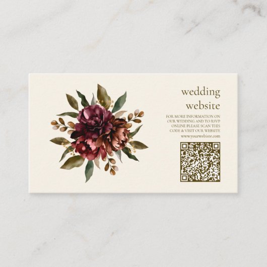 Carte D'accompagnement Code Qr Boho Automne Fleur sauvage Mariage botaniq (Devant)