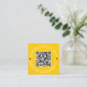 Carte D'accompagnement Code QR Bordure RSVP et coeur mariage jaune (Debout devant)