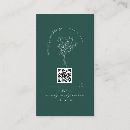 Carte D'accompagnement Code QR Bouquet Arch Emerald Mariage Code QR (Devant)