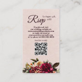 Carte D'accompagnement Code QR Bourgogne et Blush RSVP (Dos)