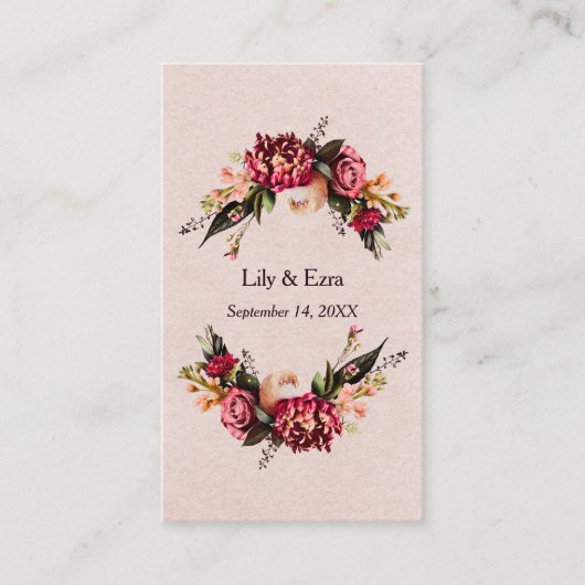 Carte D'accompagnement Code QR Bourgogne et Blush RSVP (Devant)