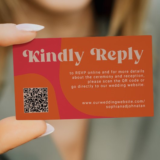 Carte D'accompagnement Code QR budget mariage rétro en ligne RSVP