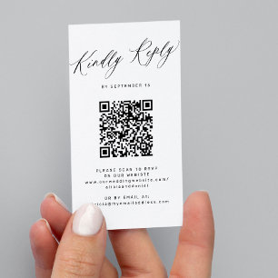 Carte D'accompagnement Code QR budget simple mariage minimaliste RSVP