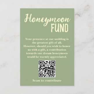 Carte D'accompagnement Code QR Cadeau de Lune de Miel Minimaliste Mariage