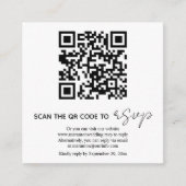 Carte D'accompagnement Code QR calligraphie noir et blanc RSVP photo (Devant)