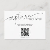 Carte D'accompagnement Code QR Capture The Love écriture minimaliste mode (Devant)