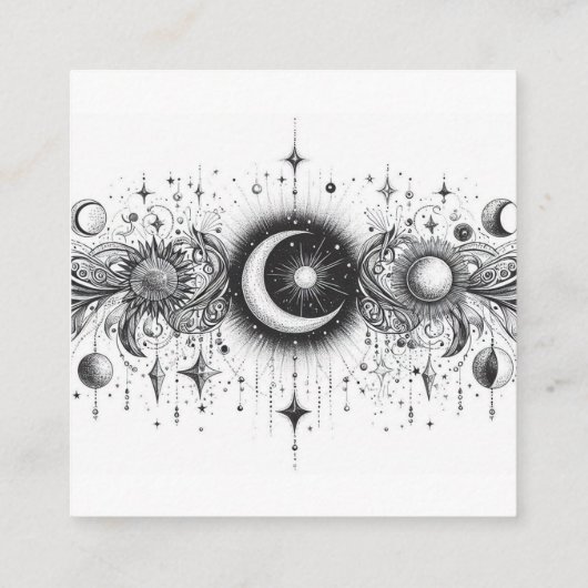 Carte D'accompagnement Code QR céleste noir et blanc (Dos)