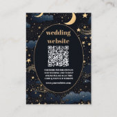 Carte D'accompagnement code QR Céleste Nuit Bleue Étoiles Lune Mariage (Devant)