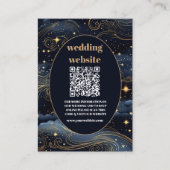 Carte D'accompagnement code qr Céleste Nuit Bleue Étoiles Lune Mariage (Devant)