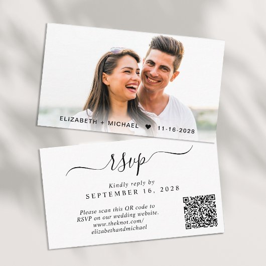 Carte D'accompagnement Code QR Chic pour RSVP de mariage