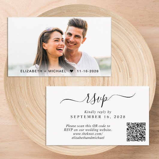 Carte D'accompagnement Code QR Chic pour RSVP de mariage