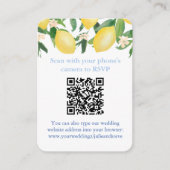 Carte D'accompagnement Code QR Citrons Bleu Et Blanc Mariage Citrus RSVP (Devant)