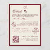 Carte D'accompagnement Code QR classique Détails de mariage Rouge profond (Devant)