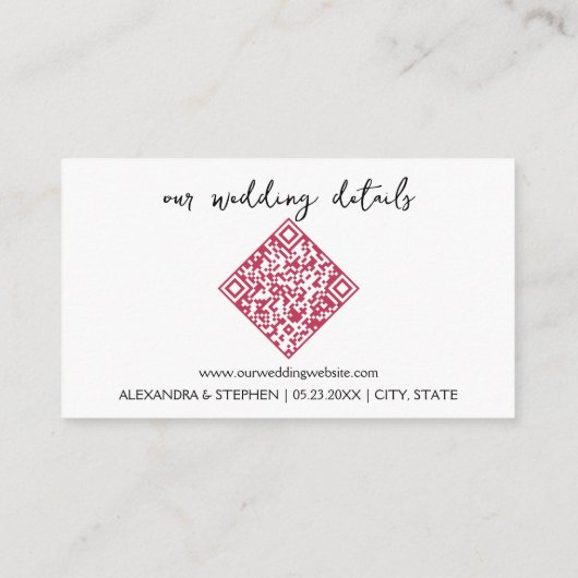 Carte D'accompagnement Code QR Code QR Code Mariage de la tenue vestiment (Dos)