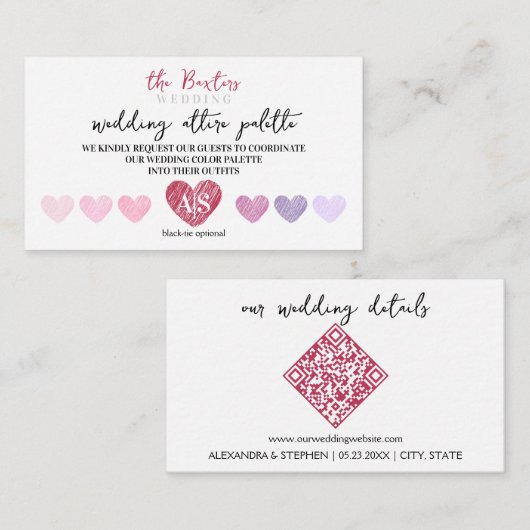Carte D'accompagnement Code QR Code QR Code Mariage de la tenue vestiment (Devant / Derrière)