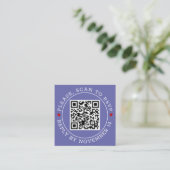 Carte D'accompagnement Code QR Coeurs de bordure RSVP périwinkle mariage  (Debout devant)