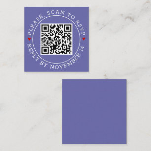 Carte D'accompagnement Code QR Coeurs de bordure RSVP périwinkle mariage 