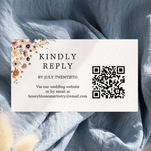 Carte D'accompagnement Code QR couleur Mariage Floral RSVP