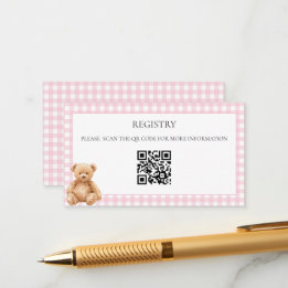 Carte D'accompagnement Code QR de Baby Shower Ourson Teddy Classique Prép